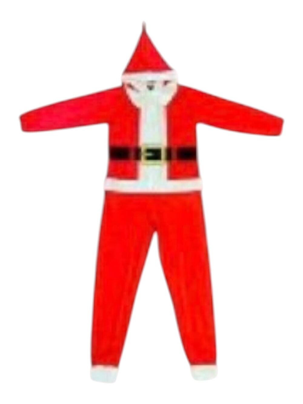 Men's Hooded Santa Union Suit White/Red Size L